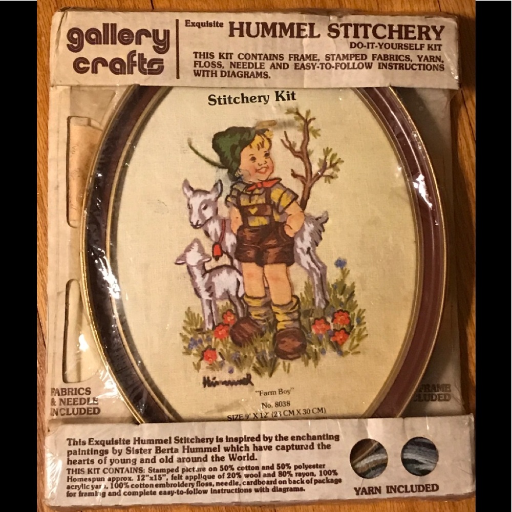 New Hummel “Farm Boy” Stitchery Kit with Frame DIY